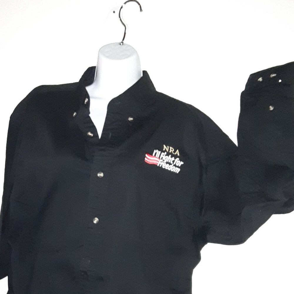 NRA Embroidered Button-Down Shirt * I'll Fight for Freedom" * Long Sleeve *Black